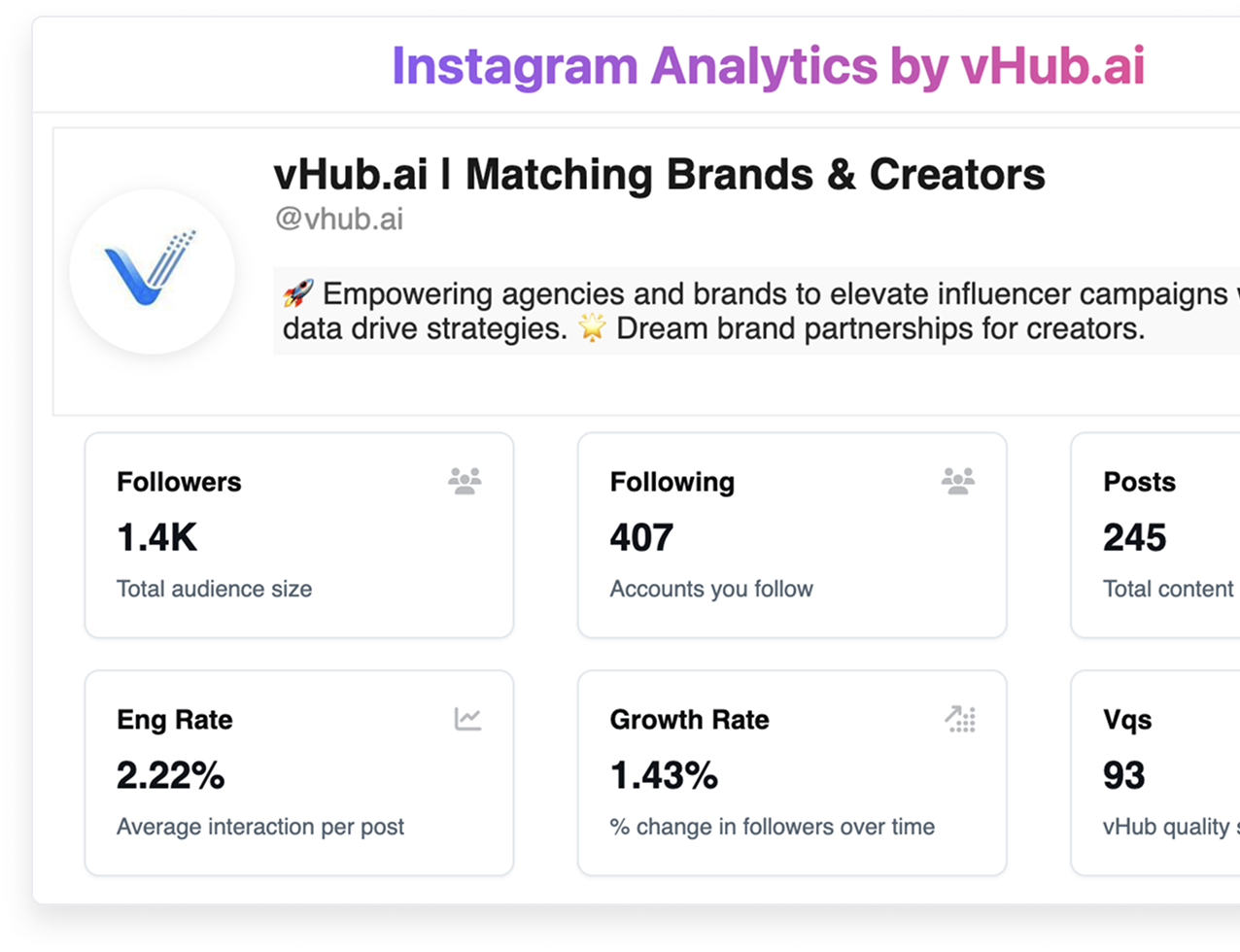 Instagram Analytics by vHub.ai