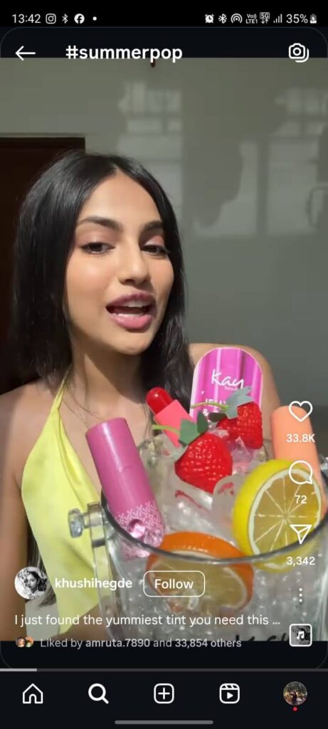 Khushl Hegde’s viral take on Kay Beauty’s SummerPop tint