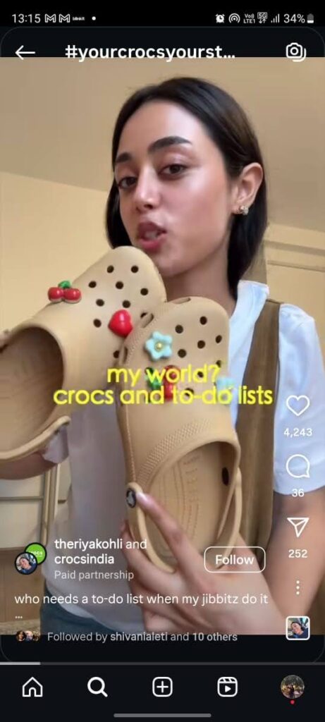 Riya Kohli styling her to-do chaos with Jibbitz and playful Crocs.