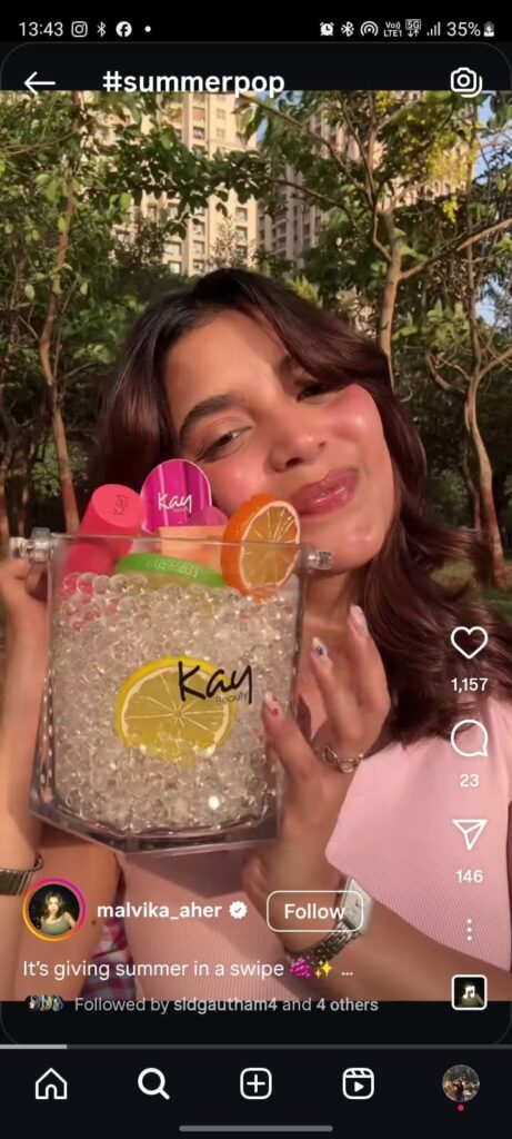 Malvika Aber’s glowing look for Kay Beauty #SummerPop