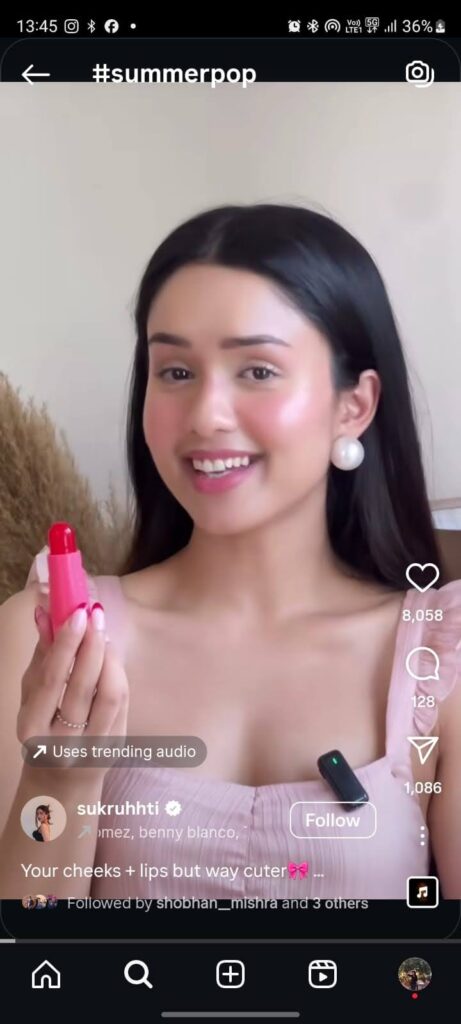 Sukruti’s viral cheeks-and-lips reel for #SummerPop
